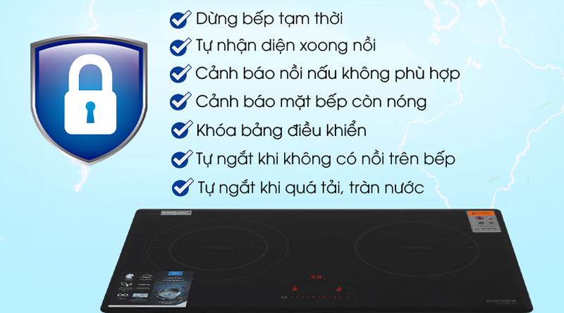 Bếp điện từ đôi Kocher DI801GE IPLUS  - Hàng chính hãng