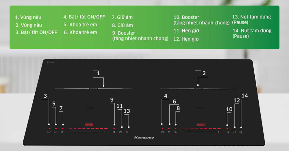 Bếp điện từ đôi Kangaroo KGIC44D1C - Hàng chính hãng