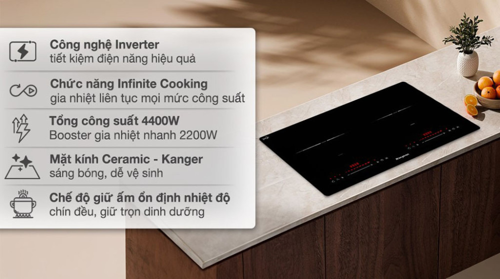 Bếp điện từ đôi Kangaroo KGIC44D1C - Hàng chính hãng