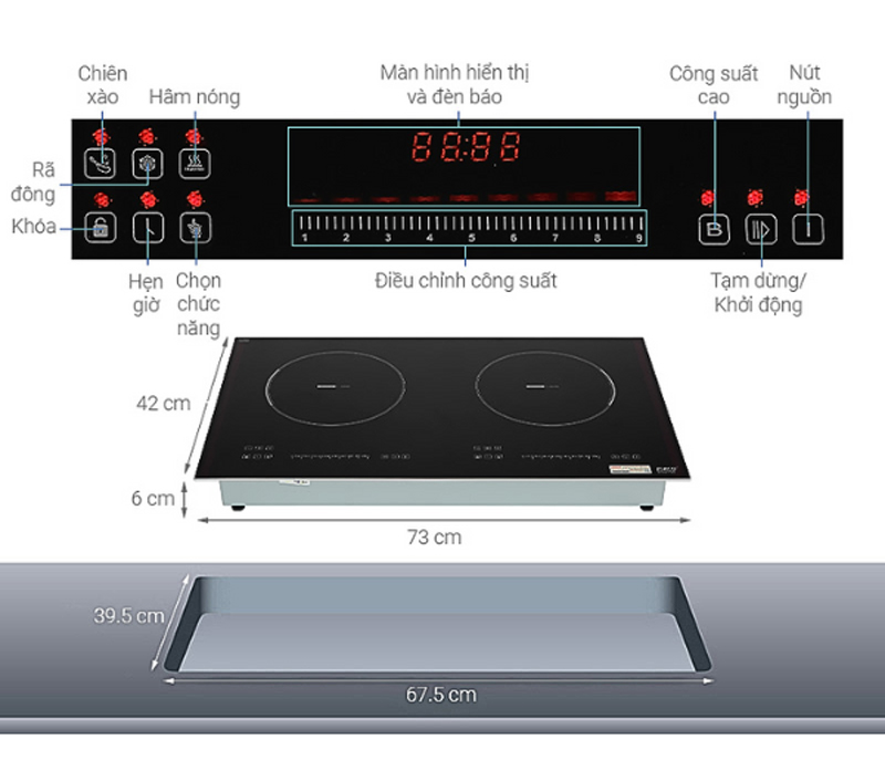 Kích thước của bếp điện từ âm Lorca TA-1007 PLUS