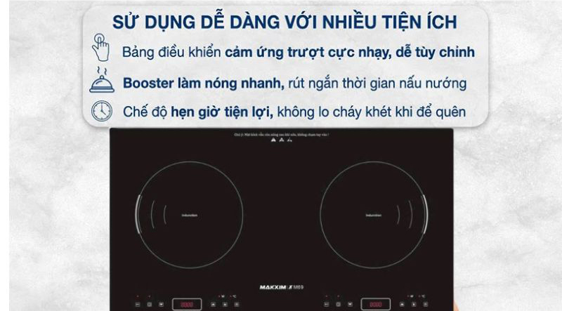 Bếp điện từ đôi Makxim XSMART-M69 - Hàng chính hãng