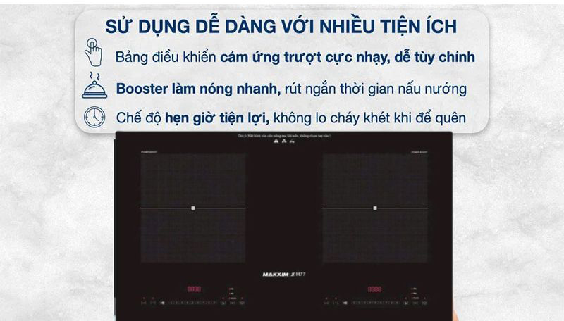 Bếp điện từ đôi Makxim XSMART M77 - Hàng chính hãng