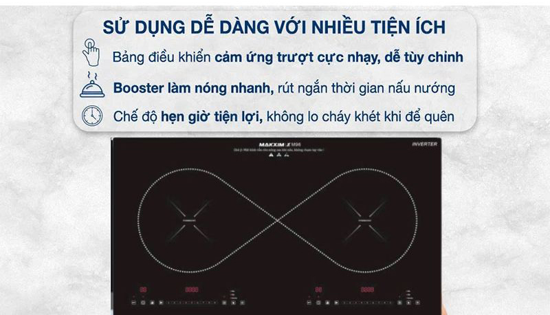 Bếp điện từ đôi Makxim XSMART-M96 - Hàng chính hãng