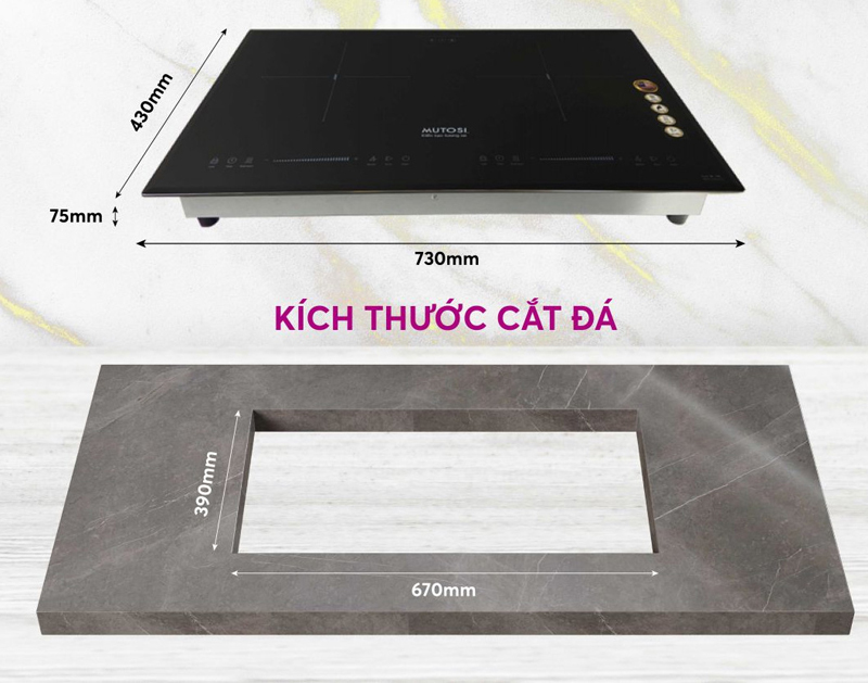 Bếp điện từ đôi Mutosi MI-1216K - Hàng chính hãng