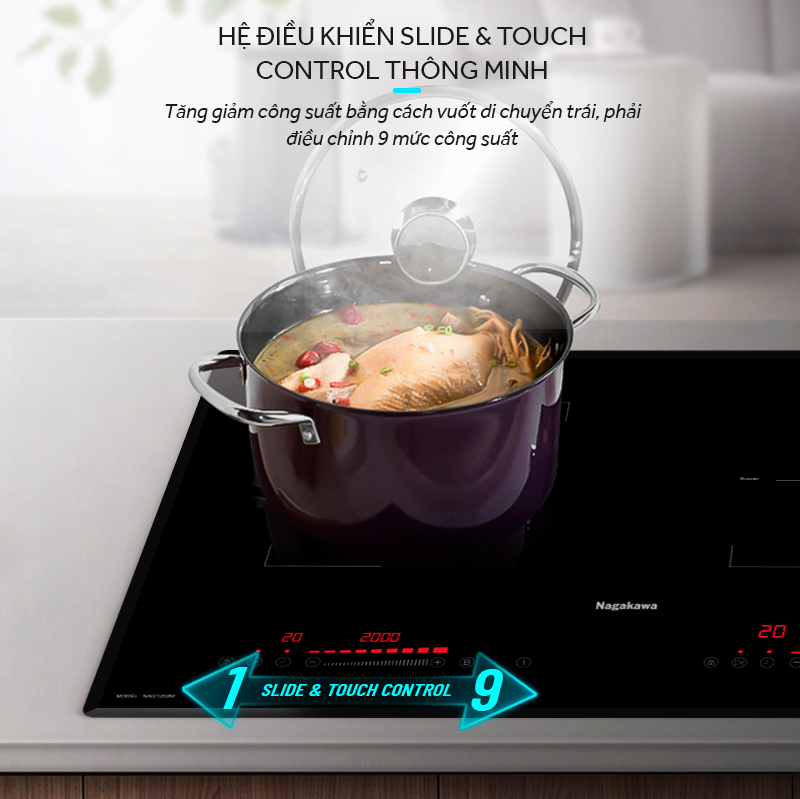 Bếp từ đôi Nagakawa NAG1202M - Hàng chính hãng