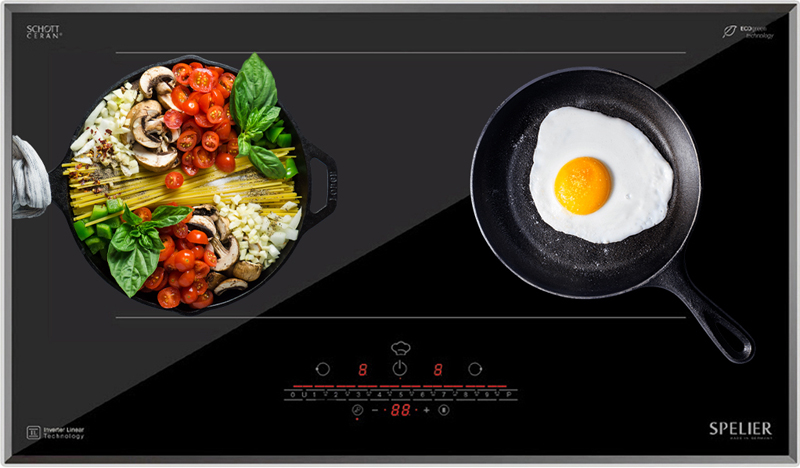 Thiết kế với 2 vùng nấu từ riêng biệt với công suất 3700W