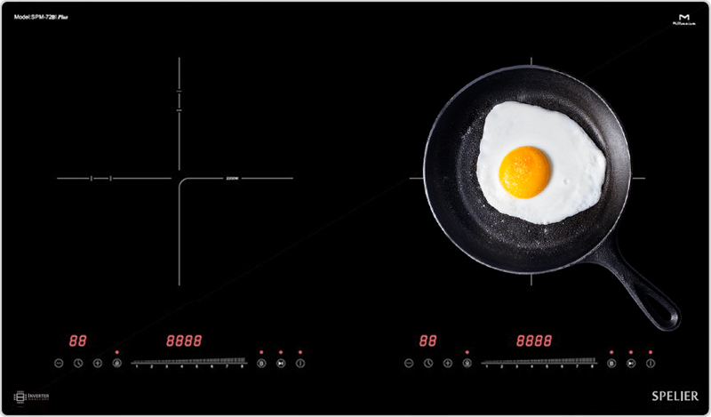 Bảng điều khiển cảm ứng trượt độc lập cho từng vùng nấu, có màn hình LED hiển thị 