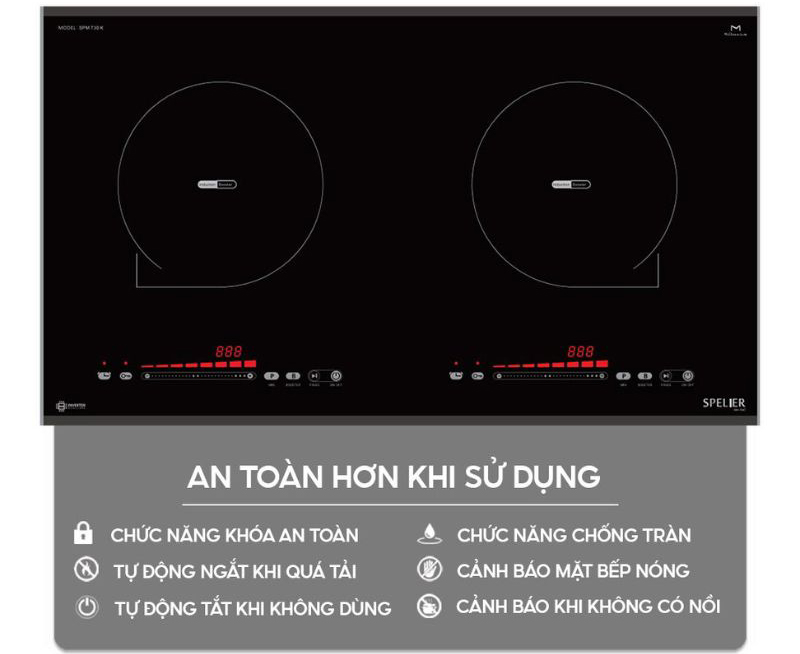 Bếp điện từ đôi Spelier SPM-730K - Hàng chính hãng