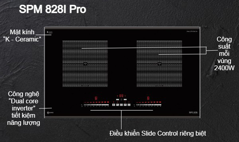 Bếp điện từ đôi Spelier SPM–828I PLUS - Hàng chính hãng