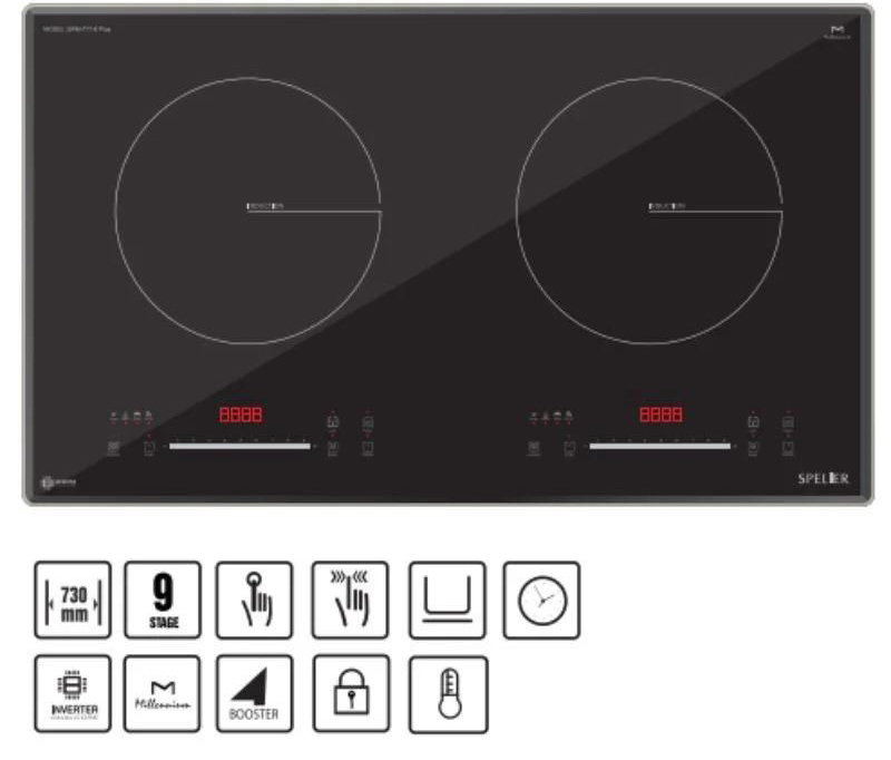 Bếp điện từ đôi Spelier SPM-T71K - Hàng chính hãng