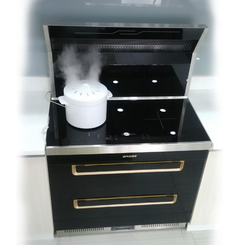 Màng hình hiển thị của bếp điện từ đôi tích hợp hút mùi Baidee K5-1 