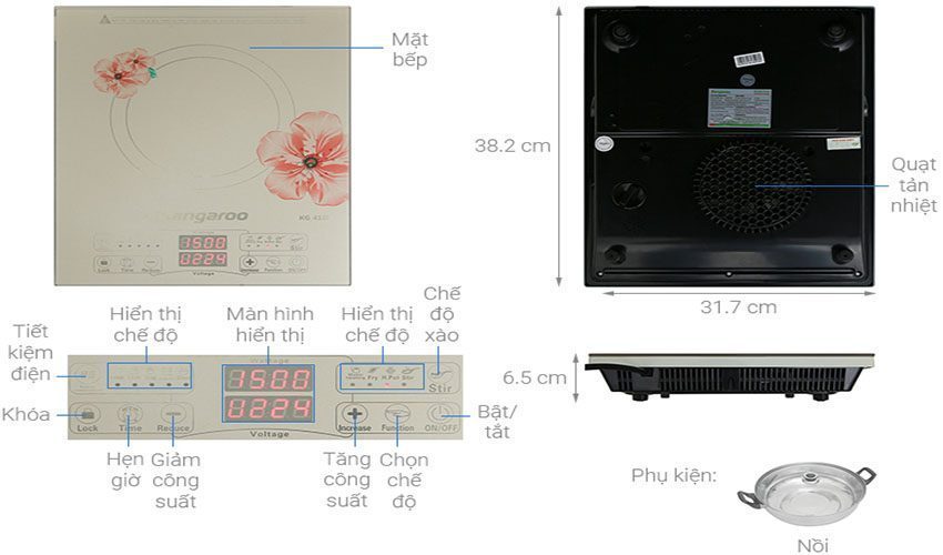 Bếp điện từ đơn Kangaroo KG418I - Hàng chính hãng