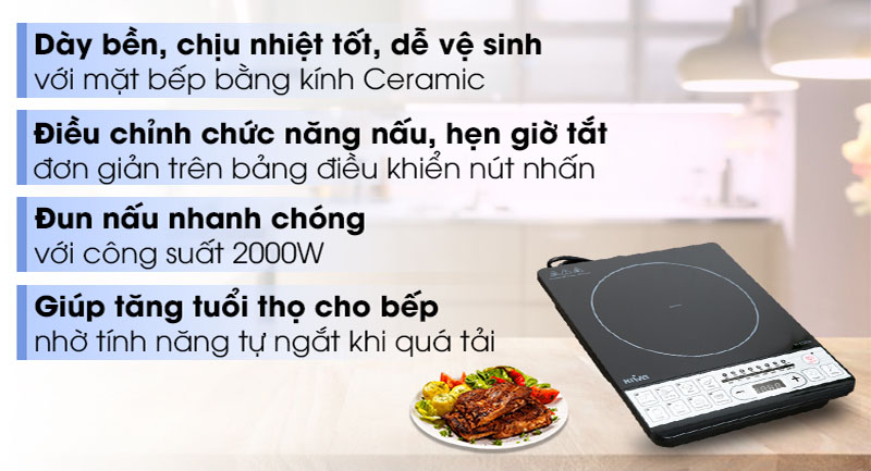 Bếp điện từ đơn Kiwa KI-122GB - Hàng chính hãng