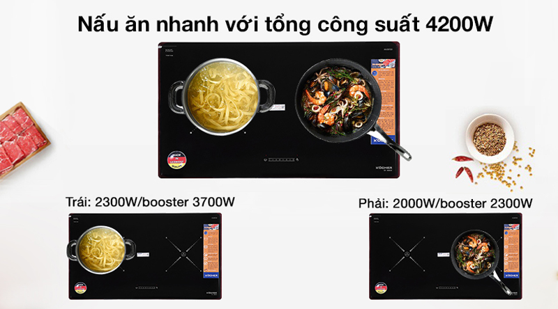 Bếp điện từ đôi Kocher DI-808GE - Hàng chính hãng