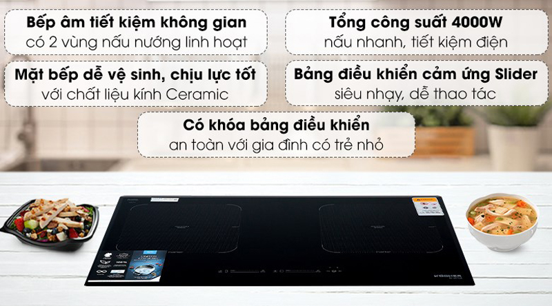 Đặc điểm nổi bật của bếp điện  từ đôi Kocher DI-881GE