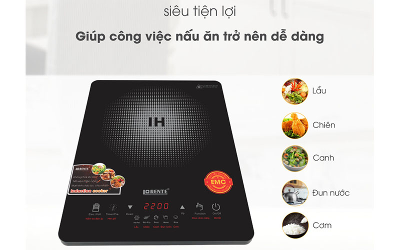 Nhiều chức năng nấu của Bếp điện từ đơn Lorente LT–660