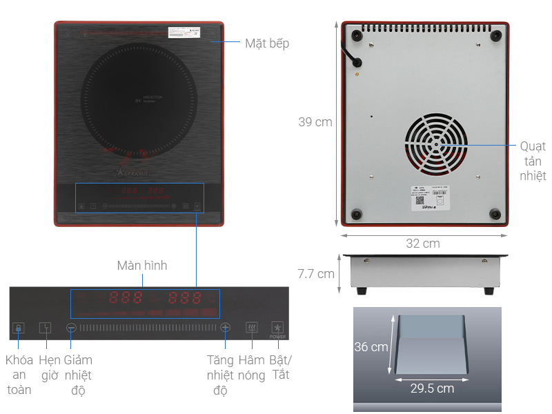 Bếp điện từ đơn Pramie PRMY-1105 - Hàng chính hãng