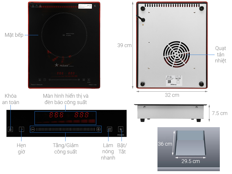 Bếp điện từ đơn Pramie PRMY-1108 - Hàng chính hãng