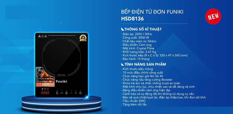 Bếp điện từ đơn Funiki HSD8136 - Hàng chính hãng