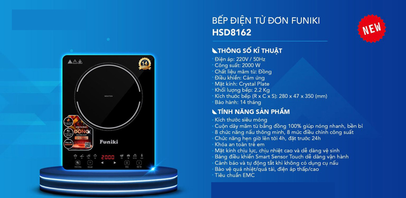 Thông số kỹ thuật và đặc điểm nổi bật của bếp điện từ đơn Funiki HSD8162