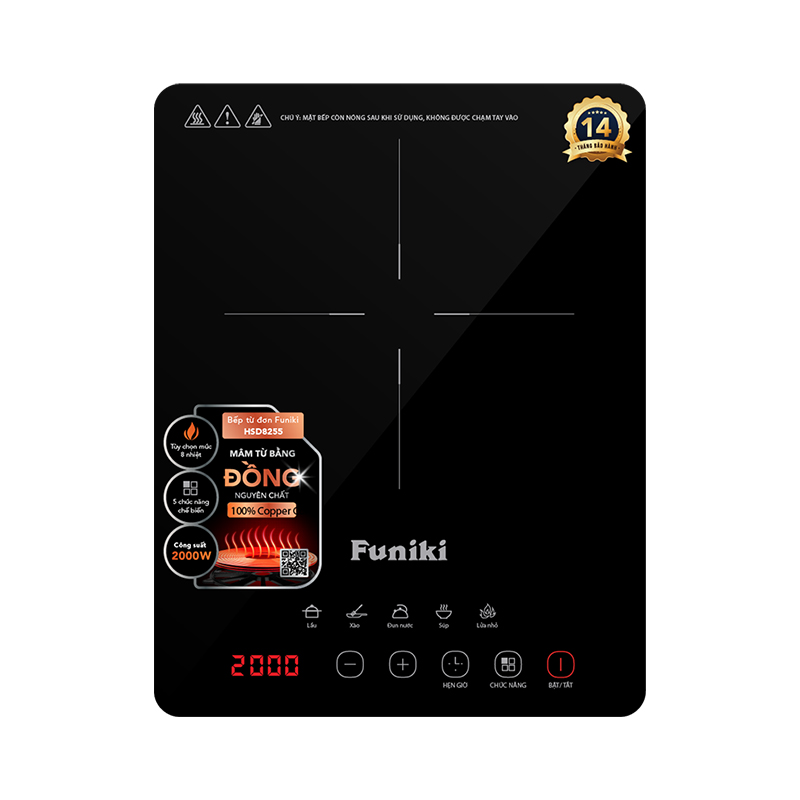 Mặt bếp làm bằng kính Crystal plate chống xước, chống va đập, dễ dàng vệ sinh