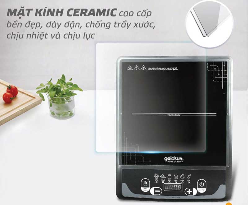 Mặt kính Creamic chịu lực cao cấp bền đẹp, dày dặn, chống trầy xước, dễ vệ sinh