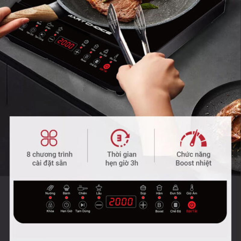 Bếp điện từ đơn Smart Choice SCG-BTC001 chức năng hẹn giờ lên đến 180 phút