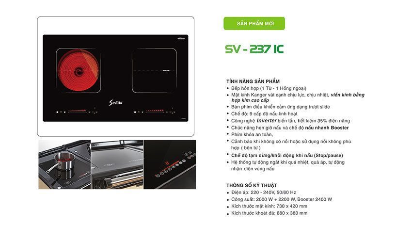 Bếp điện từ hồng ngoại Sevilla SV-237IC - Hàng chính hãng