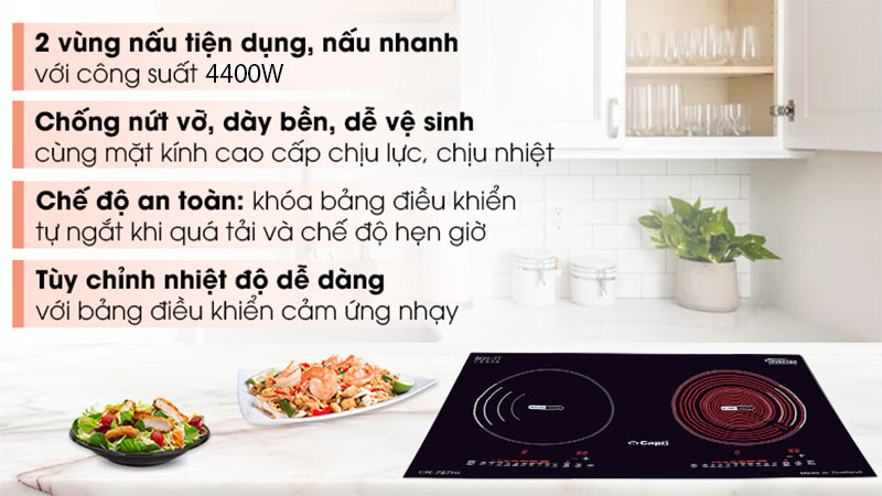 Bếp điện từ kết hợp hồng ngoại Capri CR-787HI - Hàng chính hãng