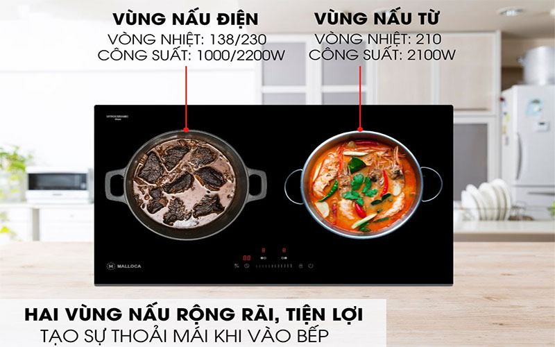 Công suất của Bếp từ kết hợp hồng ngoại Malloca MH-732 IRN