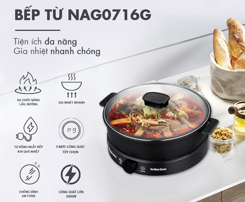 Bếp điện từ đa năng Nagakawa NAG0716 - Hàng chính hãng