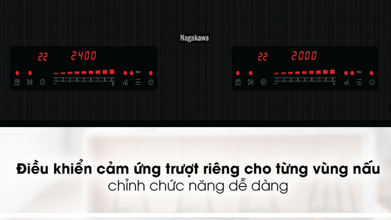Bảng điều khiển của Bếp điện từ đôi Inverter Nagakawa NK2C03M