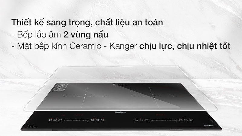 Bếp điện từ đôi Inverter Nagakawa NK2C05MB - Hàng chính hãng