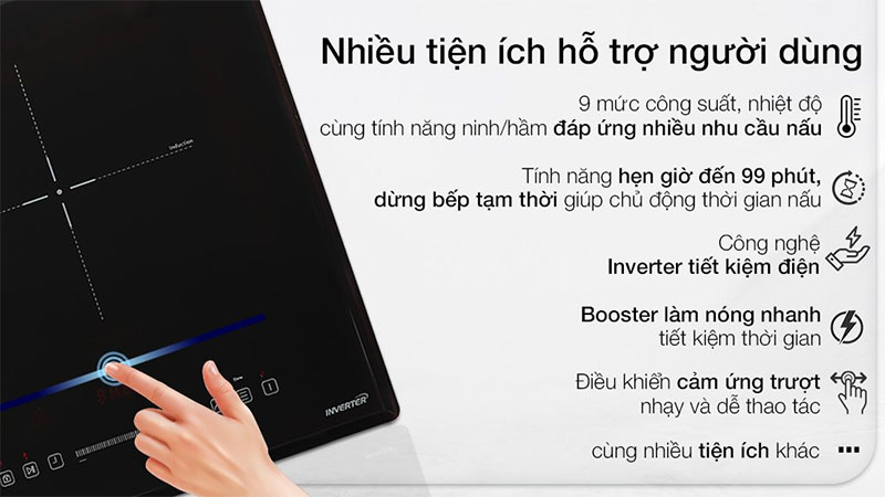 Bếp điện từ đôi Inverter Nagakawa NK2C05MB - Hàng chính hãng