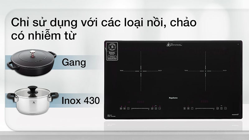 Bếp điện từ đôi Inverter Nagakawa NK2C05MB - Hàng chính hãng