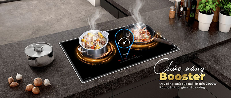 Bếp đôi điện từ Inverter Nagakawa UltraSlim NK2C26MB - Hàng chính hãng