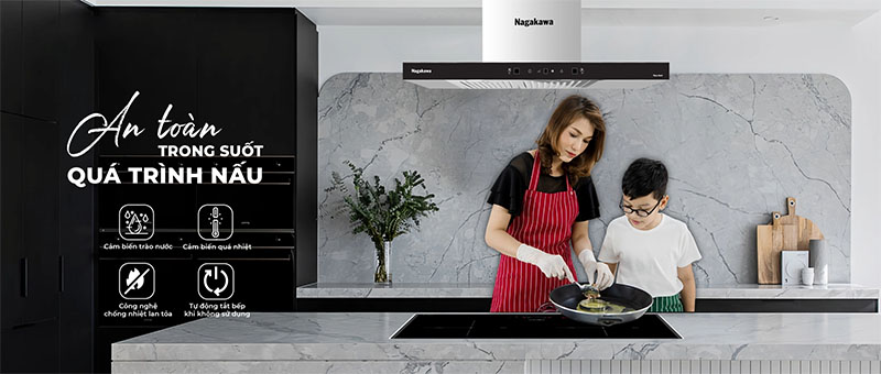 Bếp đôi điện từ Inverter Nagakawa UltraSlim NK2C26MB - Hàng chính hãng
