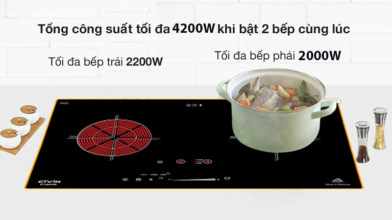 Bếp đôi điện từ hồng ngoại Civin CV-655/EI-6226 - Hàng chính hãng