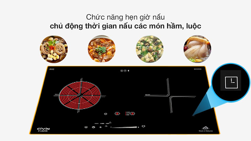 Bếp đôi điện từ hồng ngoại Civin CV-655/EI-6226 - Hàng chính hãng