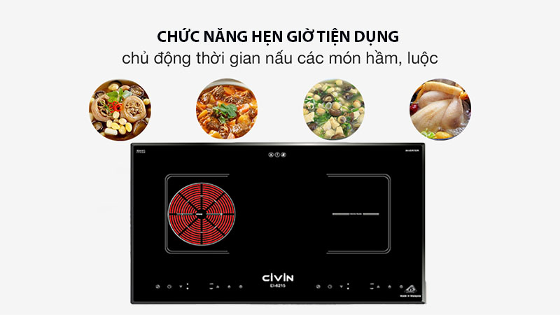 Bếp đôi điện từ hồng ngoại Civin CV-658/EI-6215 - Hàng chính hãng