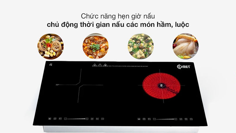 Chức năng hẹn giờ của Bếp đôi điện từ hồng ngoại Comet CM5589