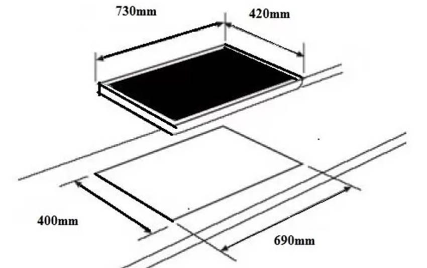 Kích thước lắp đặt của Bếp đôi điện từ hồng ngoại Giovani G-211ET