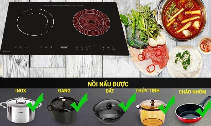 Bếp đôi điện từ hồng ngoại Giovani G-231ET - Hàng chính hãng