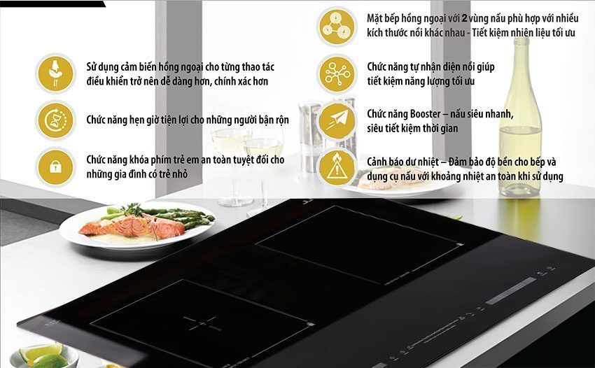 Bếp đôi điện từ hồng ngoại Junger MTD-18 - Hàng chính hãng