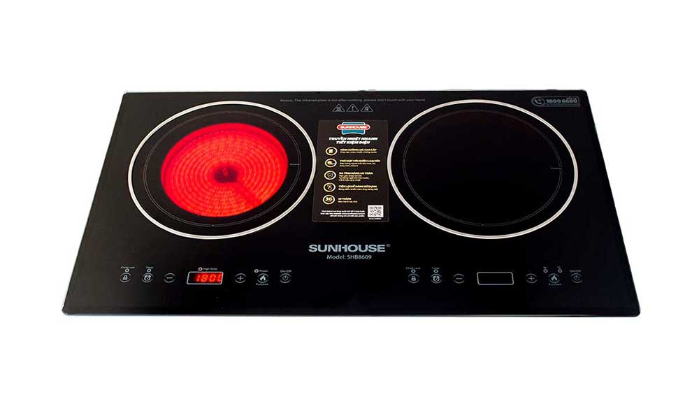Bếp đôi điện từ hồng ngoại Sunhouse SHB8609 - Hàng chính hãng