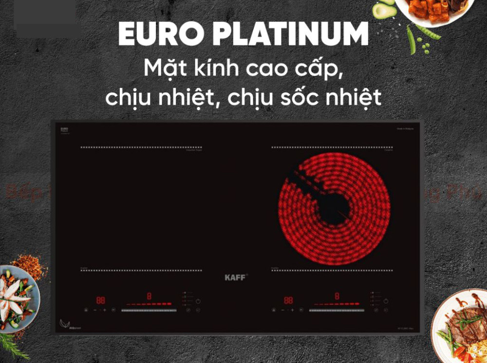 Mặt kính Euro Platinum cao cấp, chống trầy, dễ vệ sinh.