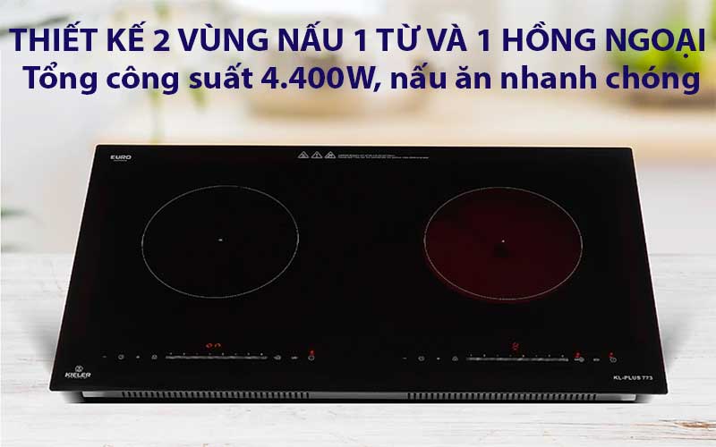 Bếp đôi hồng ngoại điện từ Inverter Kieler KL-PLUS773 - Hàng chính hãng