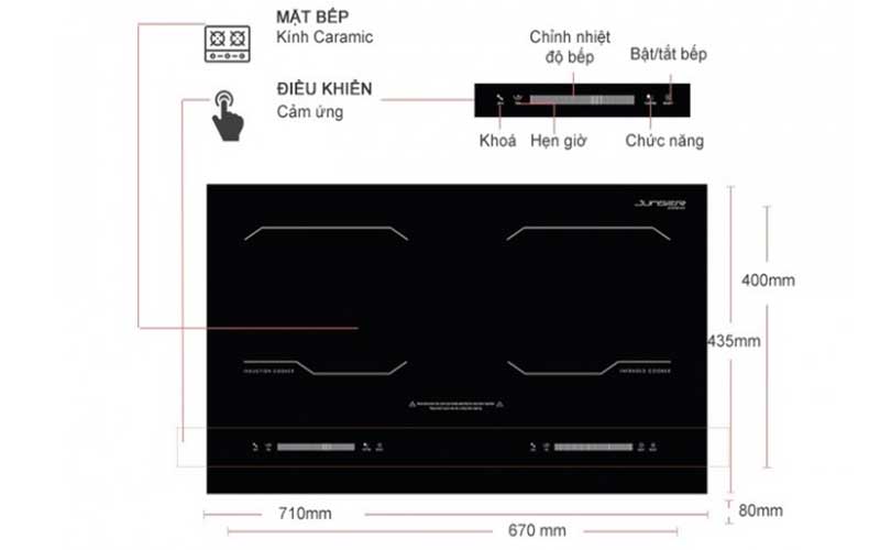 Bếp đôi hồng ngoại điện từ Junger MK-24 - Hàng chính hãng