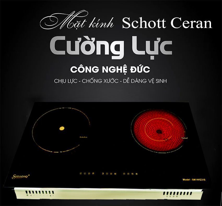 Bếp đôi hồng ngoại điện từ Shimono SM HH2318 - Hàng chính hãng
