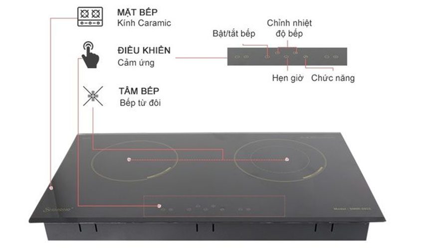 Bếp đôi hồng ngoại điện từ Shimono SMIR-2022 - Hàng chính hãng